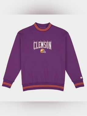 Clemson Football Embroidered Tri-Stripe Crewneck